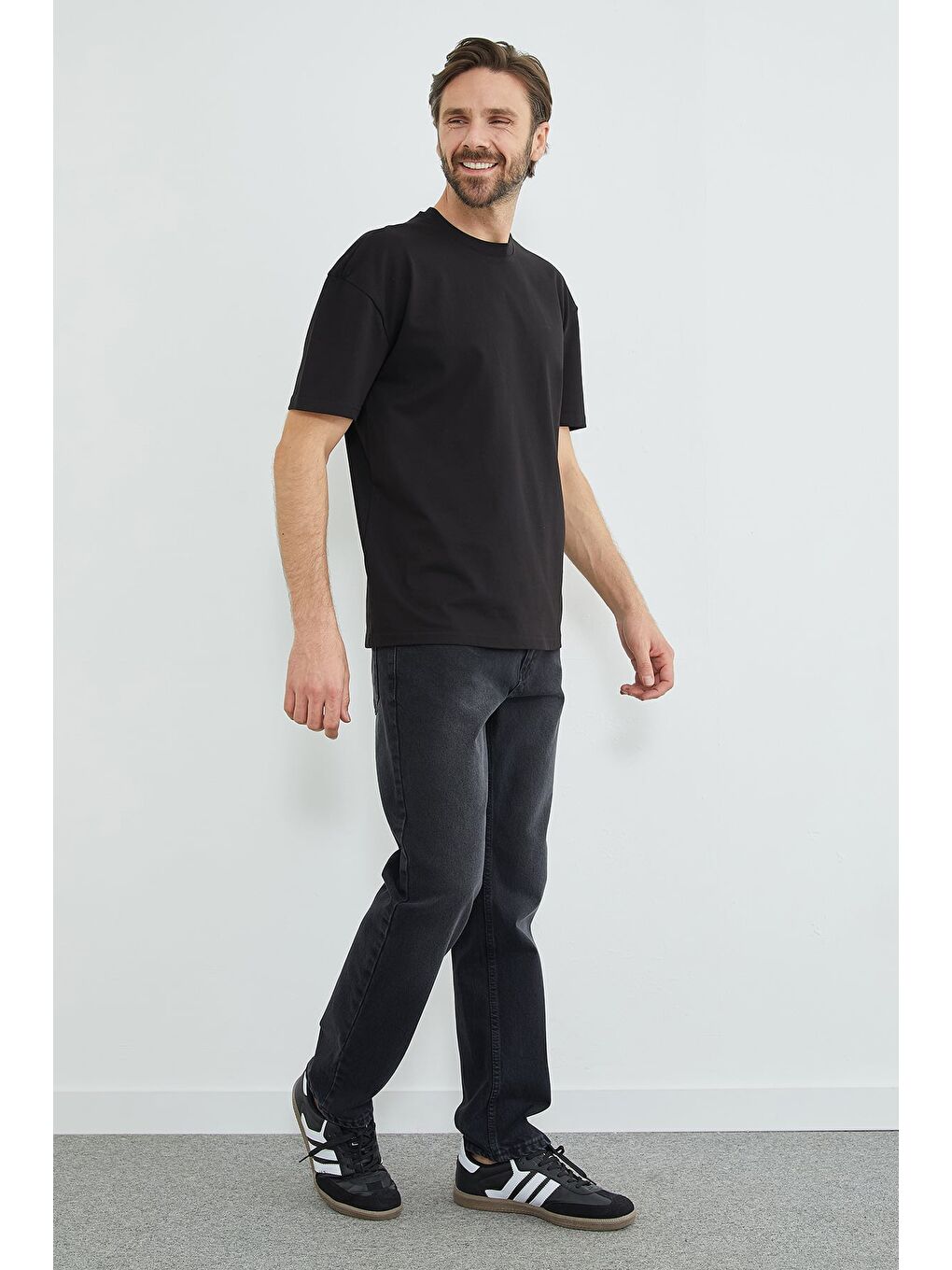 Antrasit Fermuarlı Baggy Jean-1