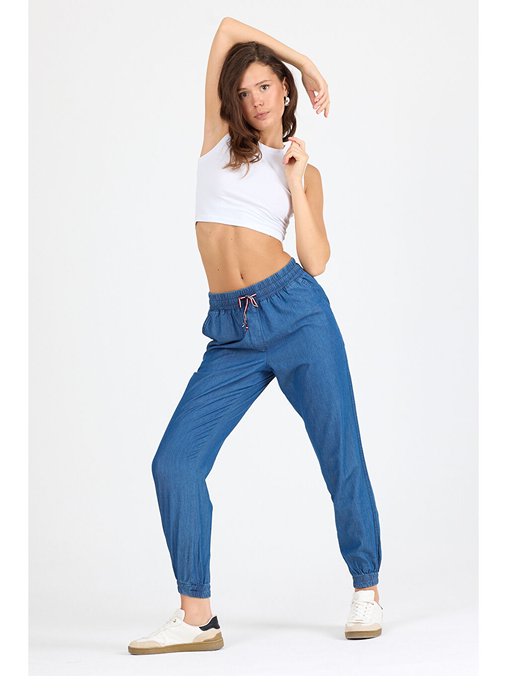 Mavi Paça Lastikli Tensell Pantolon 5550-1