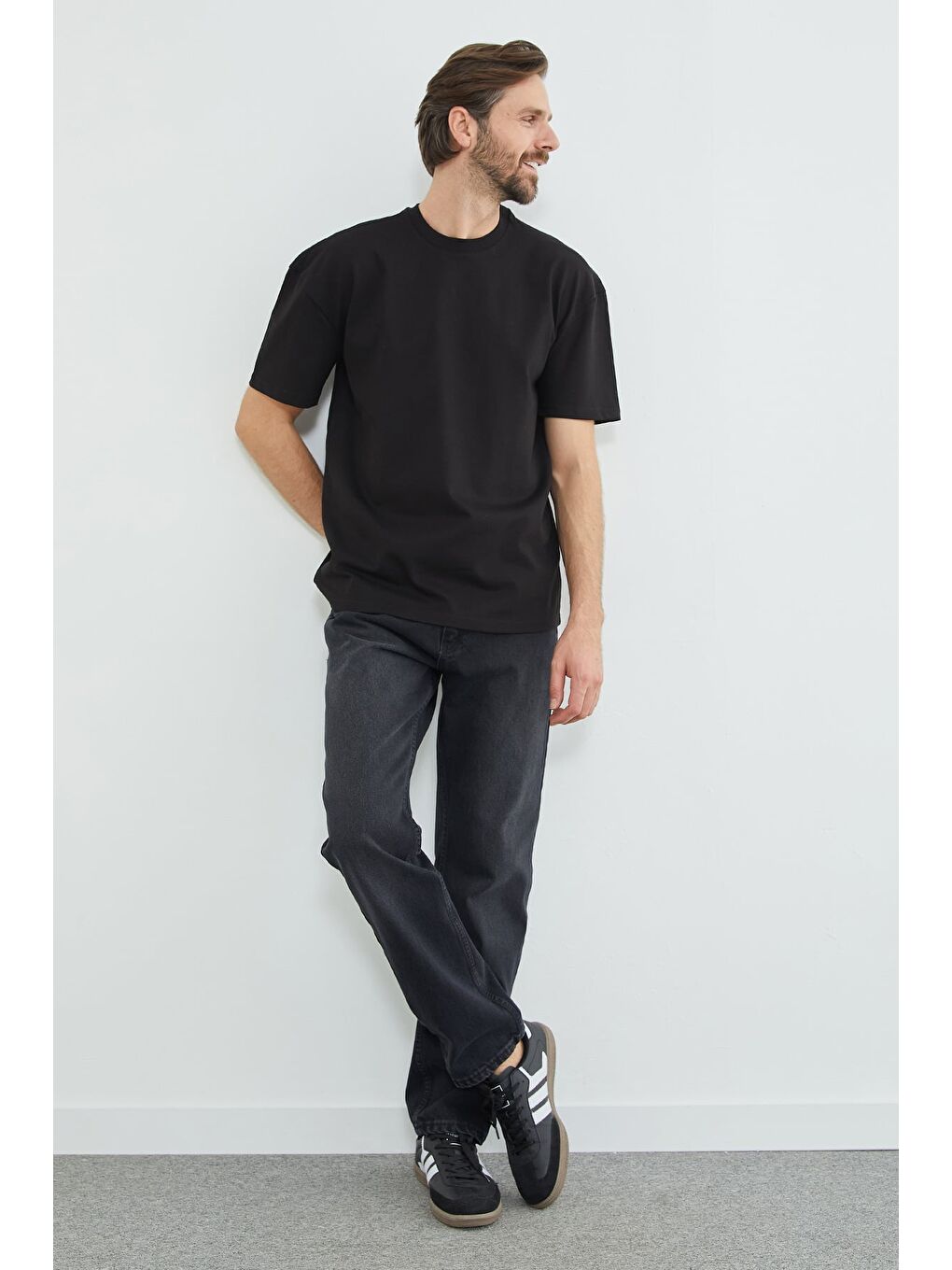 Antrasit Fermuarlı Baggy Jean-2