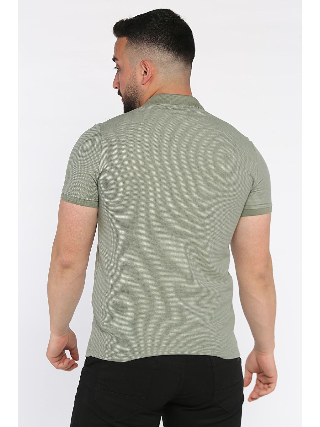 Haki Erkek Polo Yaka Yarım Düğmeli Tişört-2