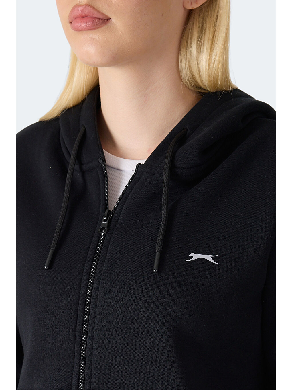 MILIO I Kadın Fermuarlı Kapüşonlu Cepli Siyah Sweatshırt-1