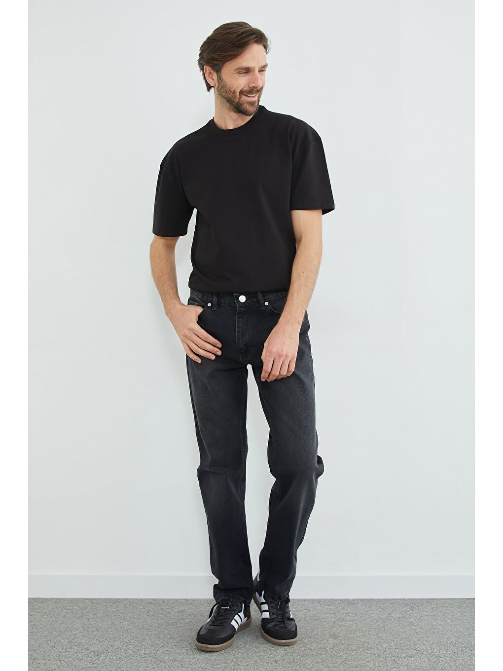 Antrasit Fermuarlı Baggy Jean-3