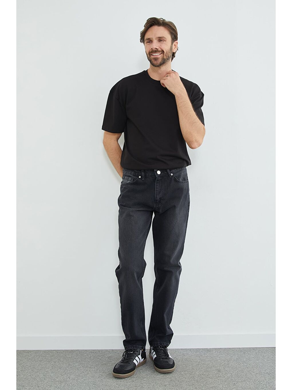 Antrasit Fermuarlı Baggy Jean-4