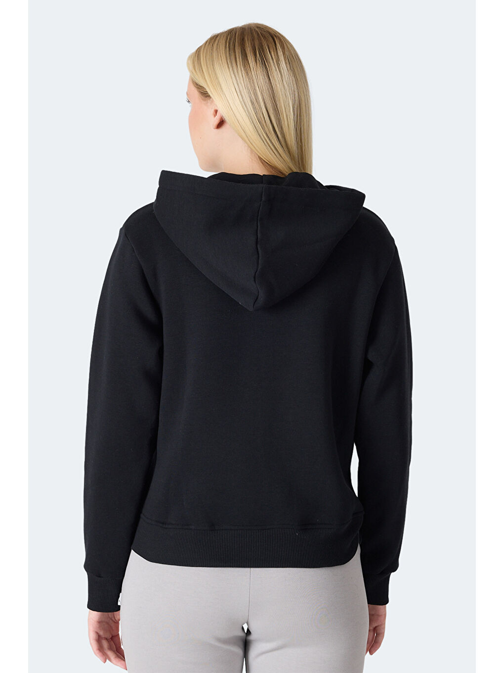 MILIO I Kadın Fermuarlı Kapüşonlu Cepli Siyah Sweatshırt-4