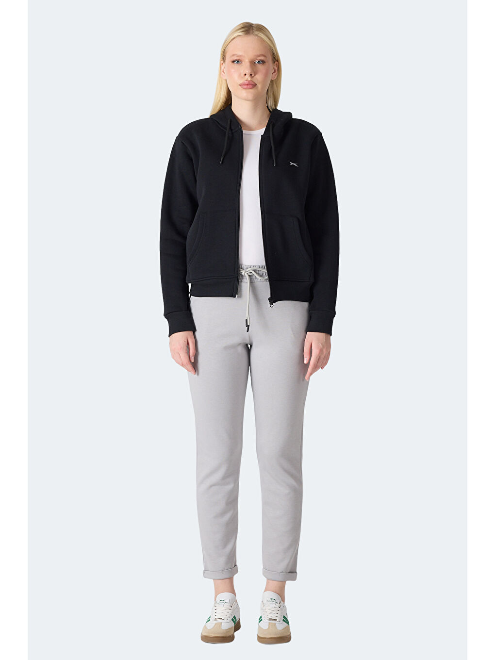 MILIO I Kadın Fermuarlı Kapüşonlu Cepli Siyah Sweatshırt-5