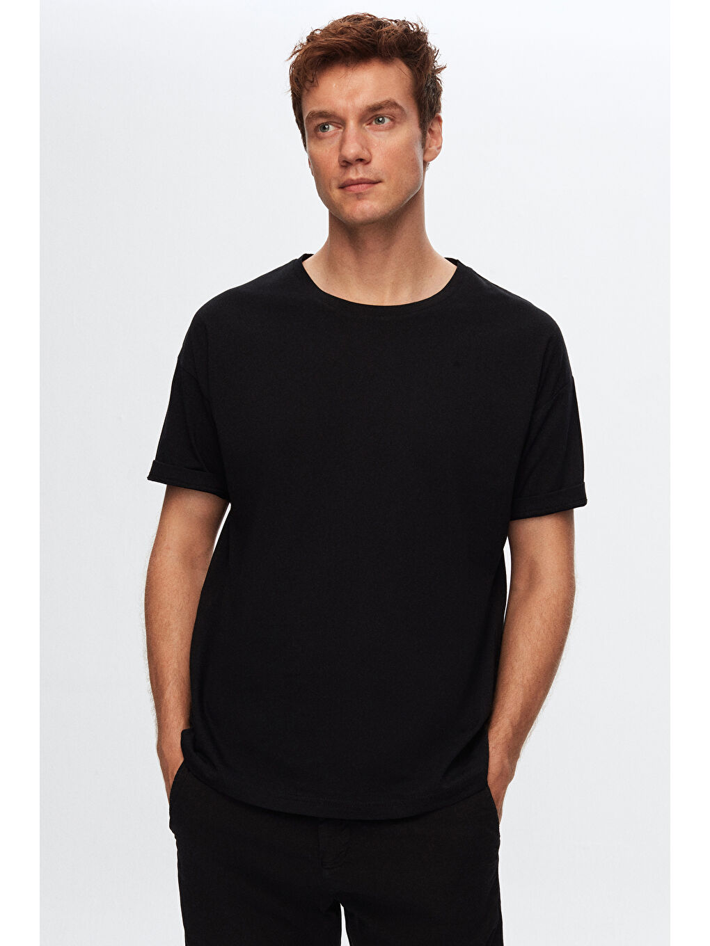 Karışık Comfort Siyah/Lacivert/Kahverengi 3'Lü Bol Kesim %100 Pamuk T-Shirt-1