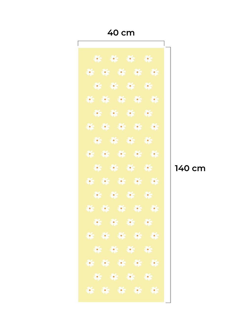 Daisy Sarı Zeminli Papatya Desenli Runner – Turuncu Orta Detaylı Beyaz Çiçekler 40x140 cm-2