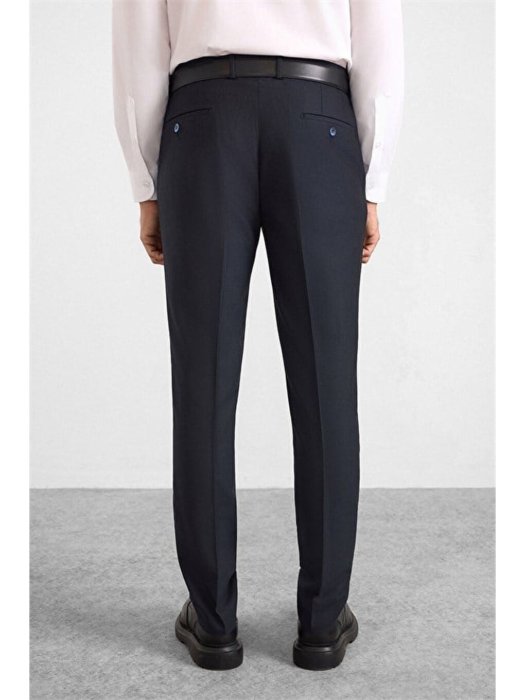 Lacivert Slim Sivri Yaka 6 Drop Yelekli Takım Elbise-8