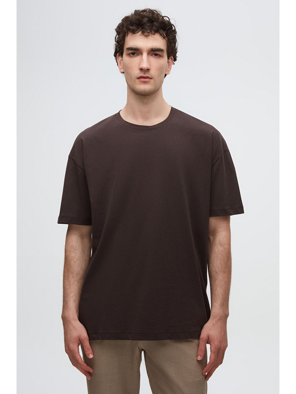 Karışık Comfort Siyah/Lacivert/Kahverengi 3'Lü Bol Kesim %100 Pamuk T-Shirt-3