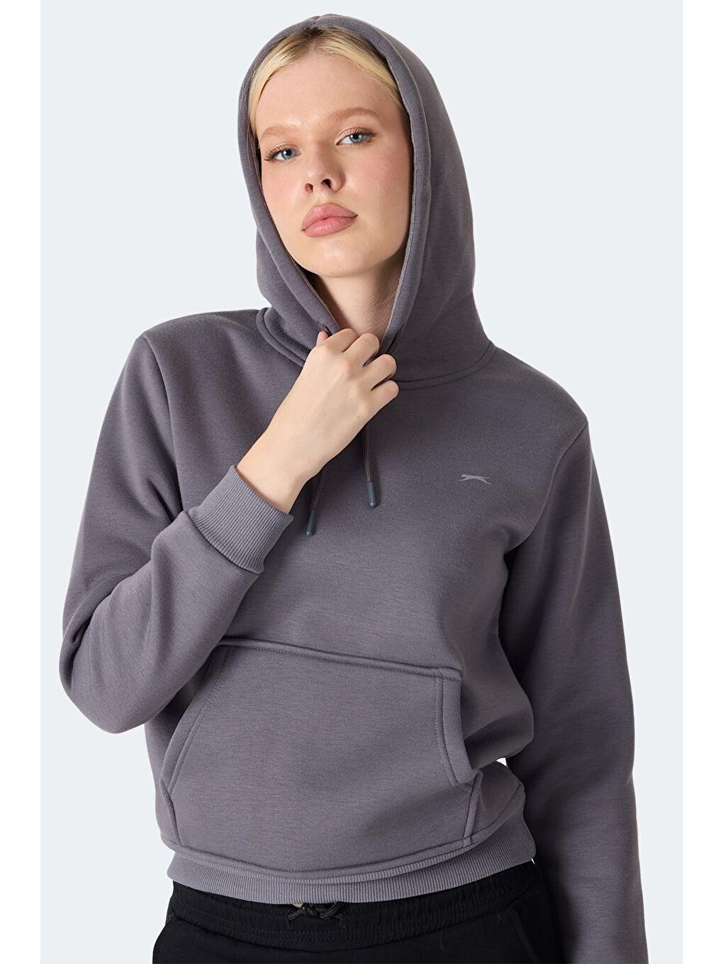 MISTY I Kadın Kapüşonlu Gri Sweatshırt-3