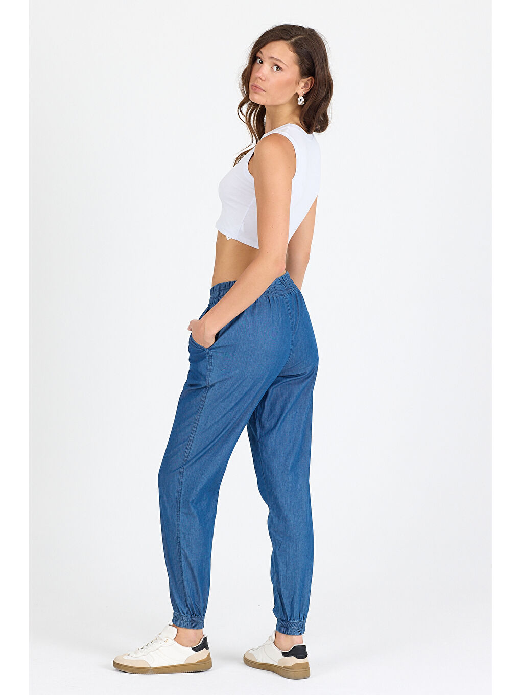 Mavi Paça Lastikli Tensell Pantolon 5550-2