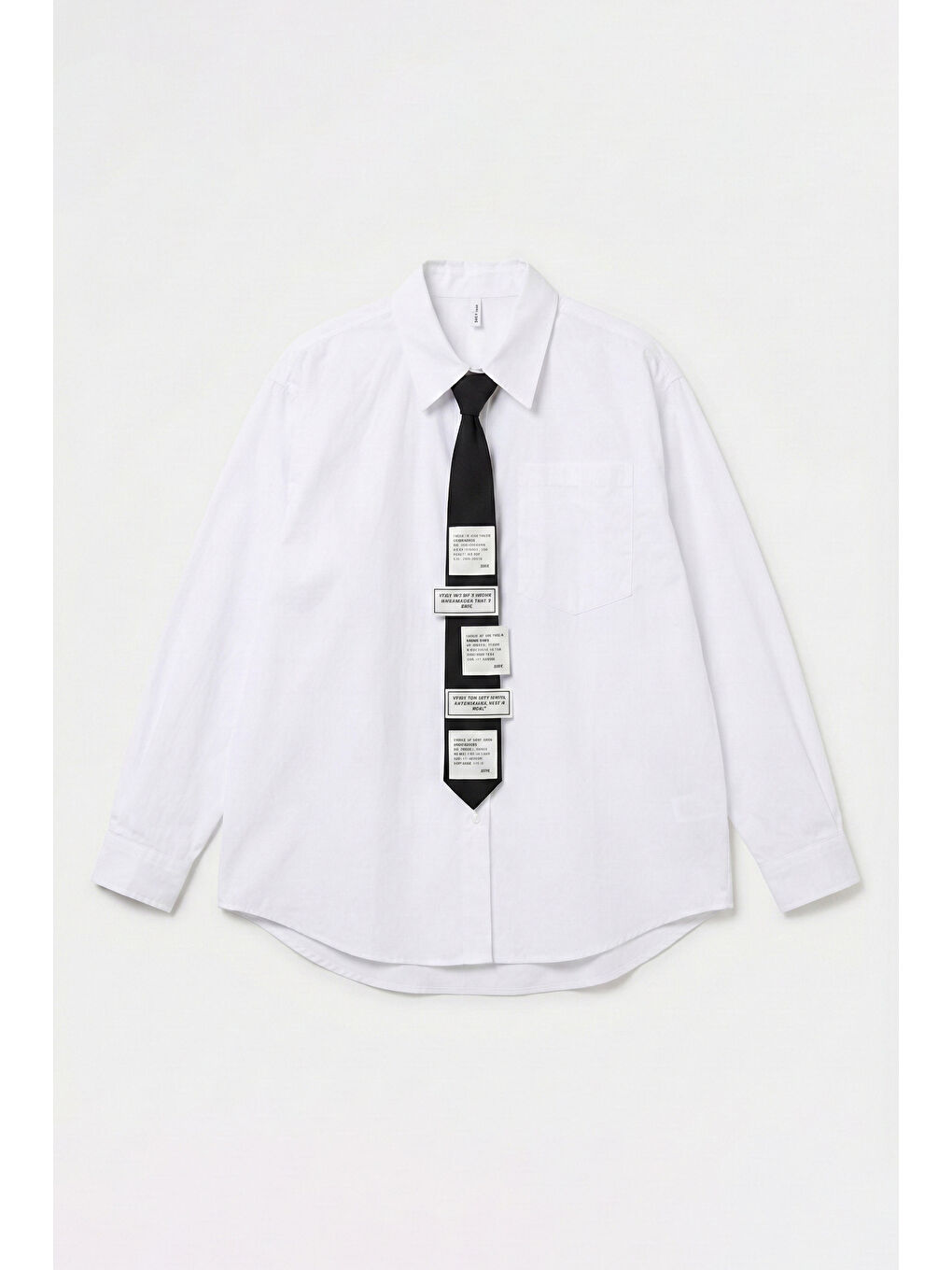 Kadın Beyaz Renk Oversize Kravatlı Özel Tasarım Bol Kesim Gömlek-4