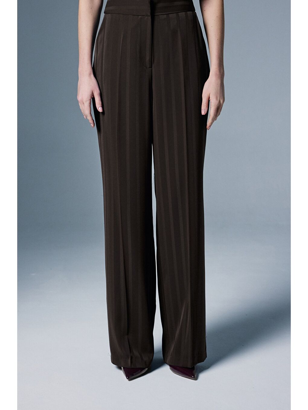 Kahverengi Anna Çizgili Pantolon - Kahve-6