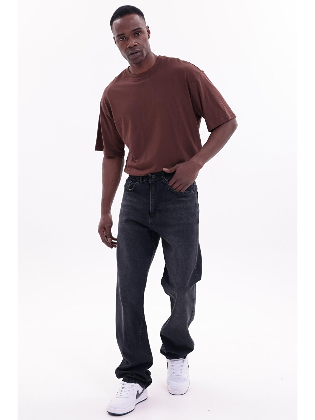Siyah Erkek Baggy Bol Kesim Jean Pantolon-1