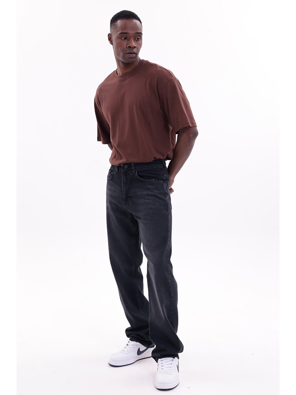 Siyah Erkek Baggy Bol Kesim Jean Pantolon-3