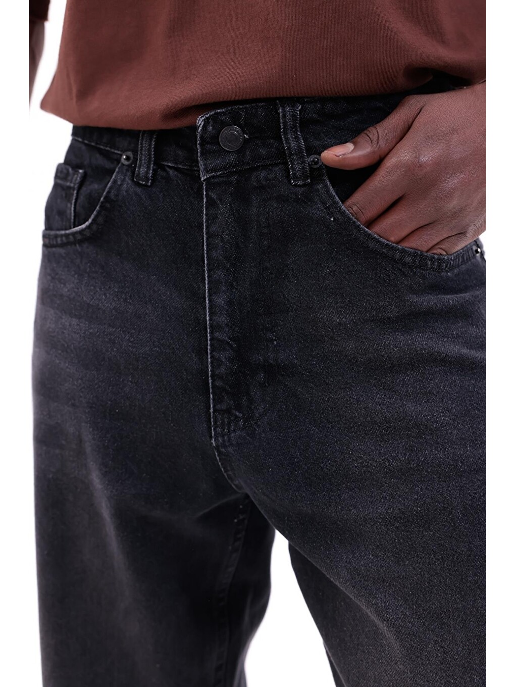 Siyah Erkek Baggy Bol Kesim Jean Pantolon-5