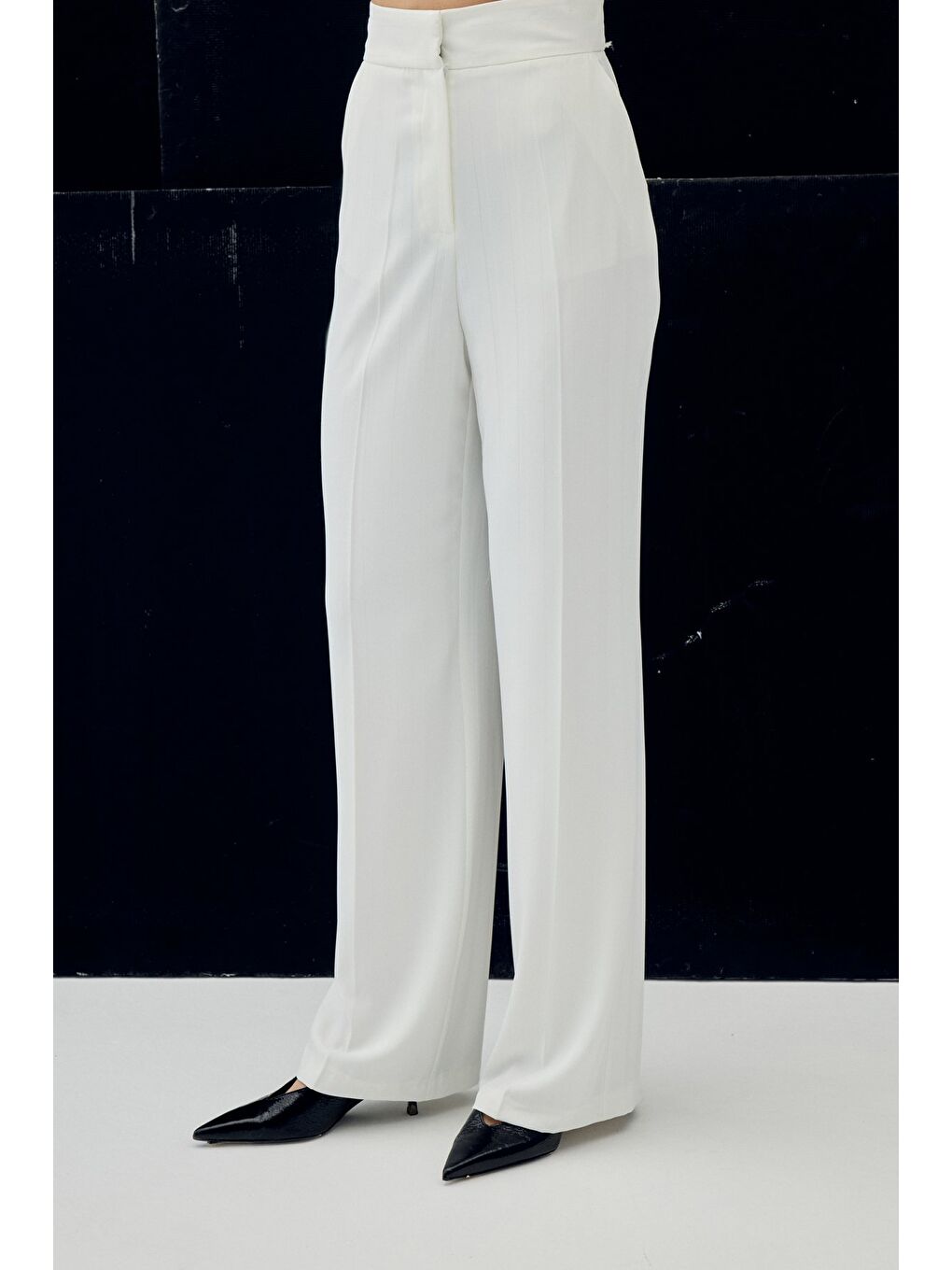 Anna Çizgili Pantolon - Ekru-5