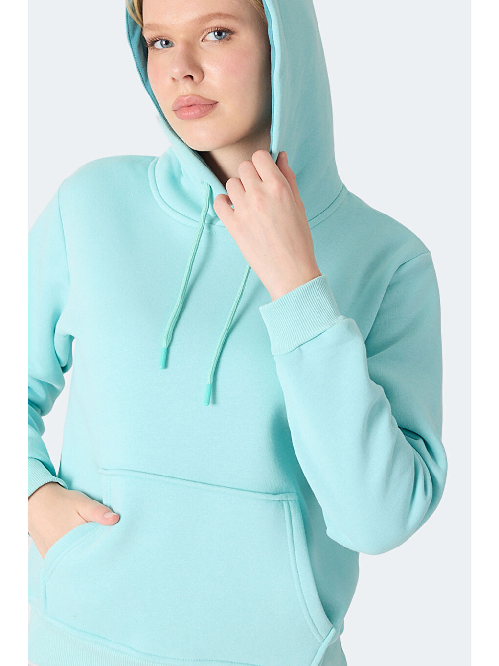 MISTY I Kadın Kapüşonlu Turkuaz Sweatshırt-1