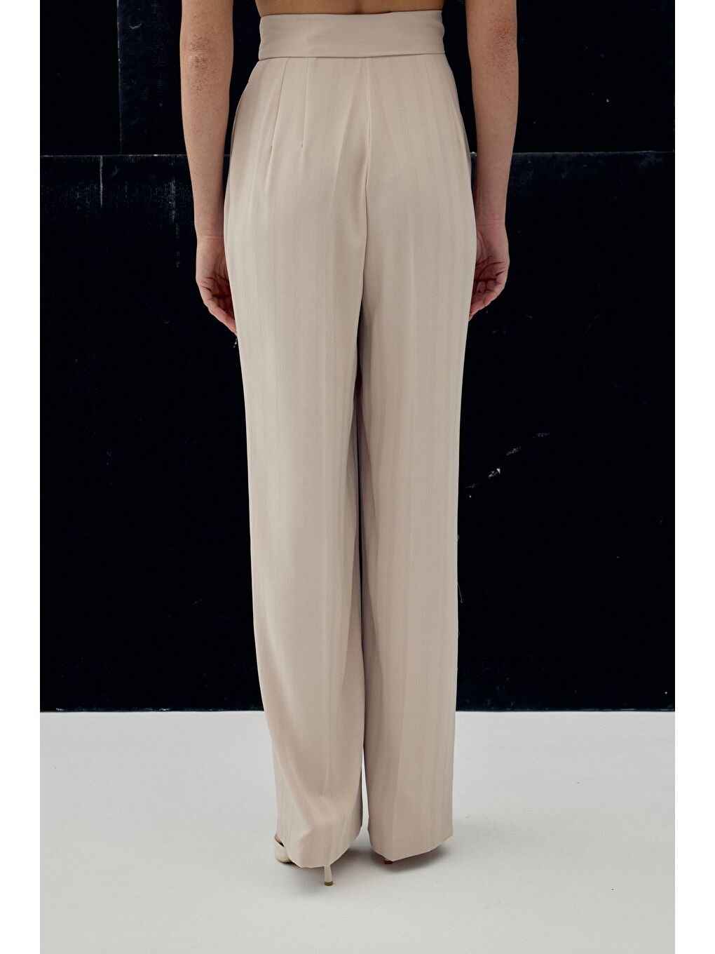 Anna Çizgili Pantolon - Bej-7