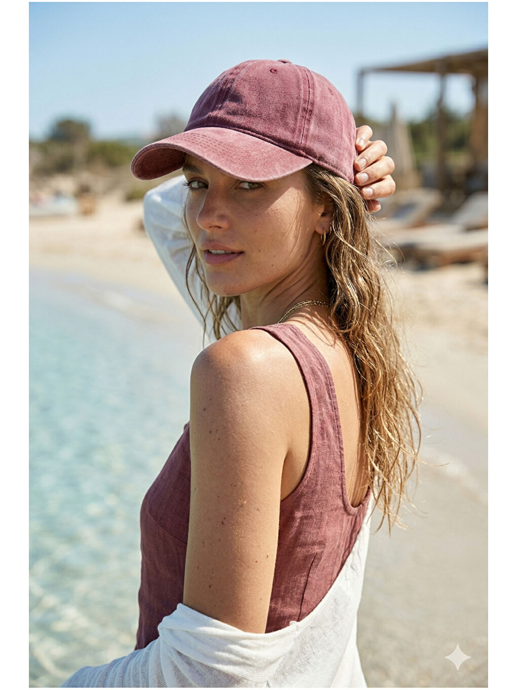 Unisex Kırmızı Günlük Şapka Eskitme Detaylı Yıkamalı Pamuklu Premium Vintage Şapka SPK16 KIRMIZI-1