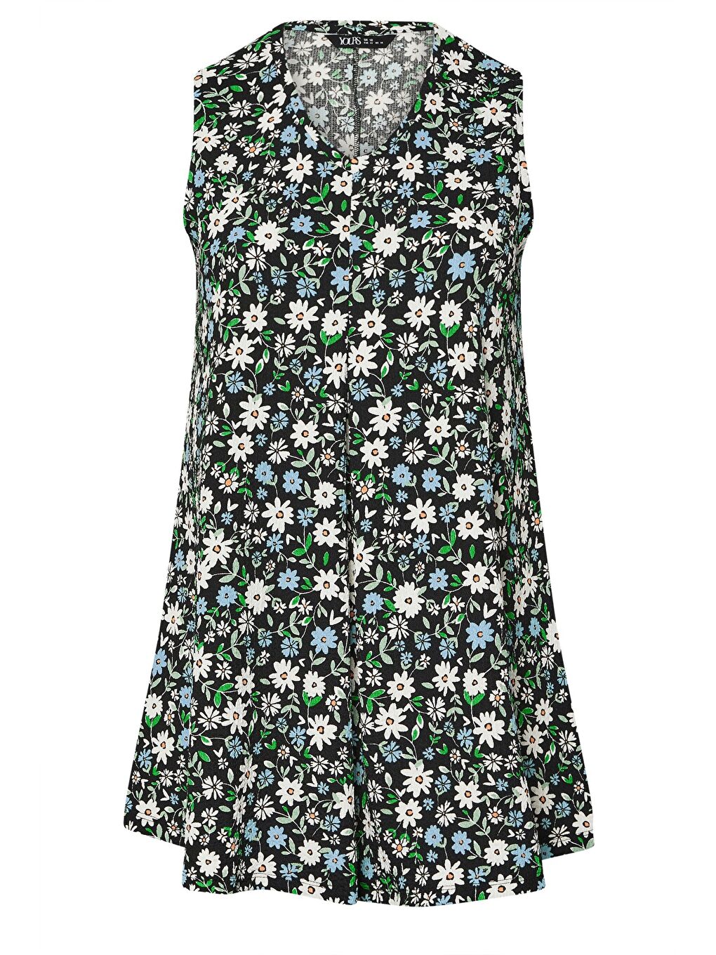 Karışık Büyük Beden V Yaka Sıfır Kol Çiçek Desenli T-shirt 304168-5