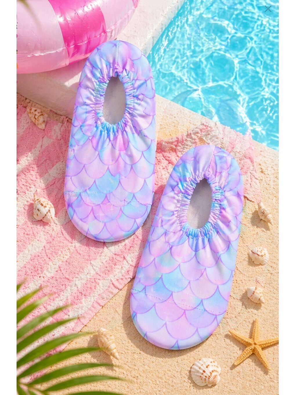 Mavi Balık Pulu Desenli Kaymaz Taban Bebek - Çocuk Deniz Ayakkabısı-1