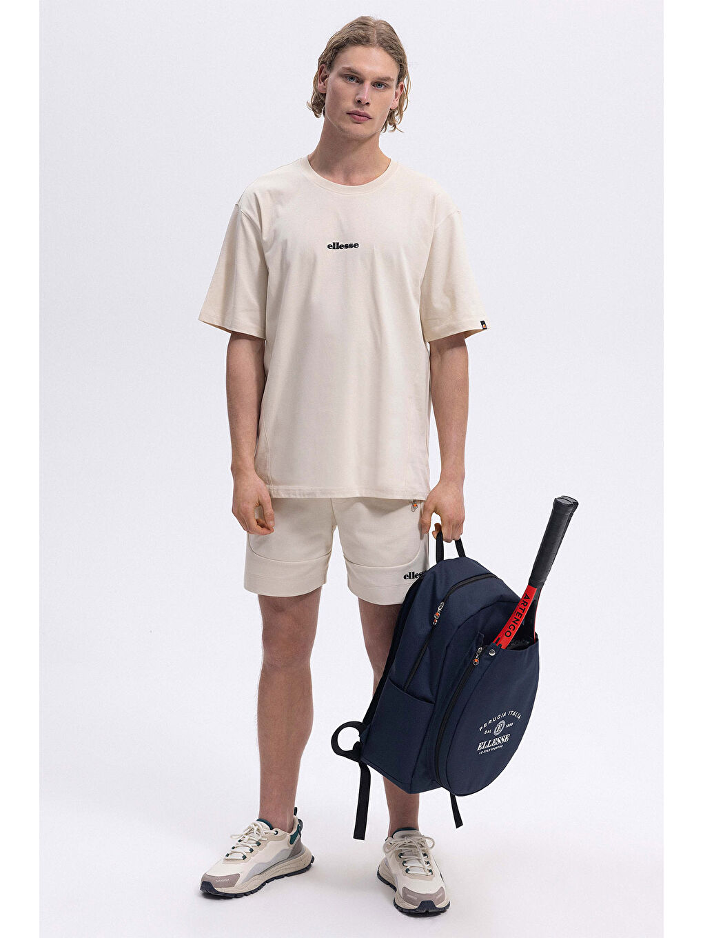 Ekru % 100 Pamuk Regular Fit Bisiklet Yaka Logolu T Shirt EM391-ECR-1