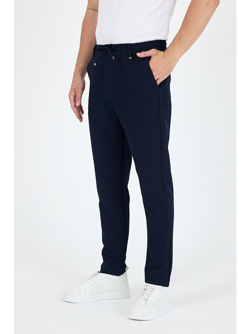 Lacivert Sinyor Cepli Günlük Spor %95 Polyester%5 Elastan Rahat Kalıp Erkek Jogger Pantolon Eşofman Altı 3668-1