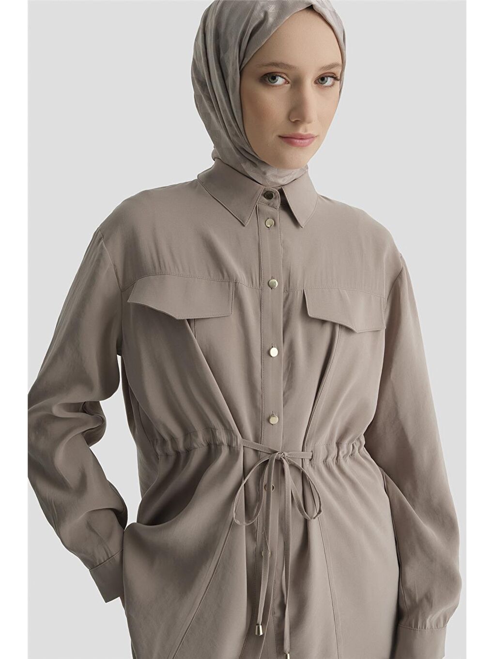 Bej Cepli Pantolon Takım Vizon-2