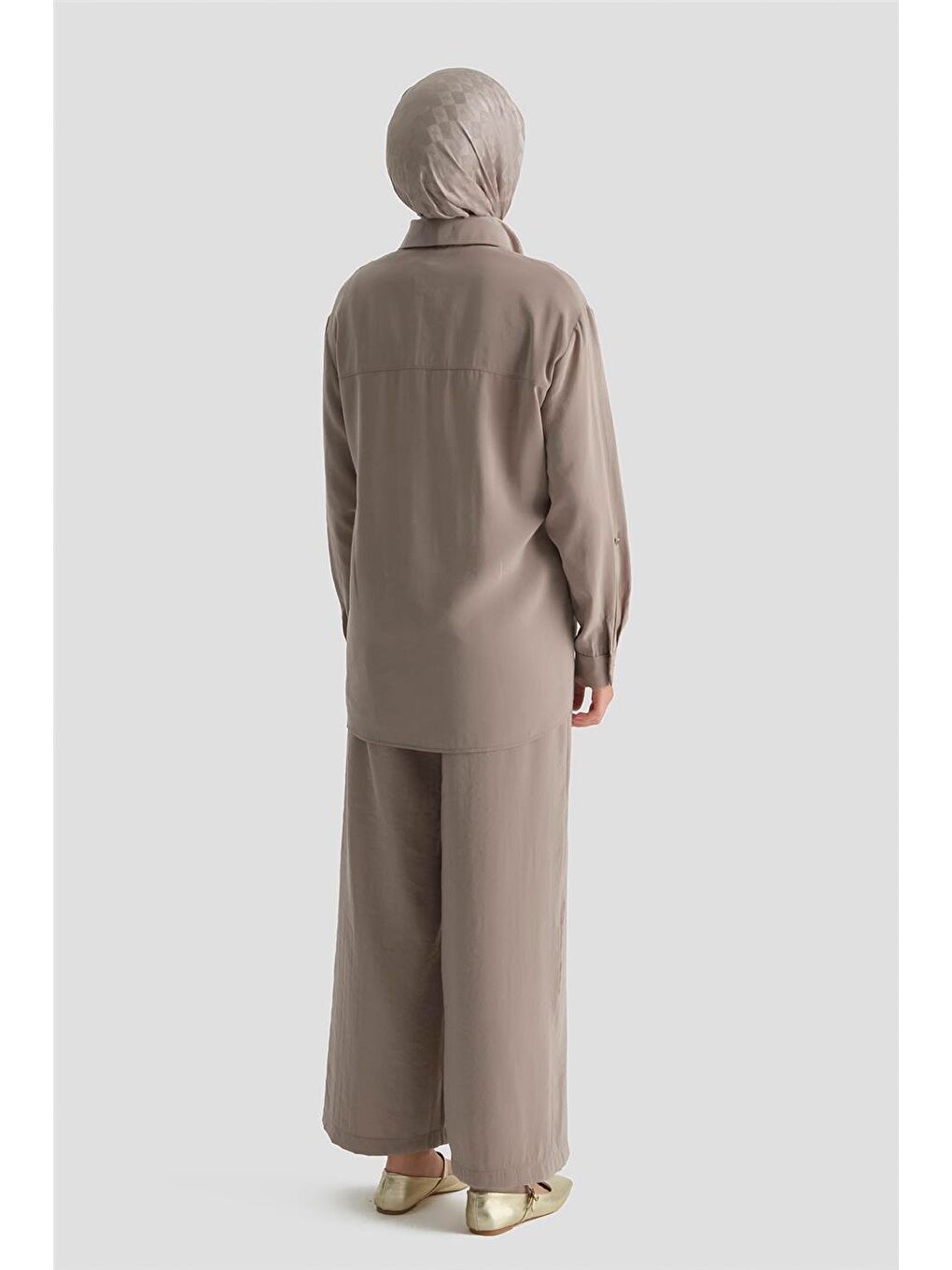 Bej Cepli Pantolon Takım Vizon-3