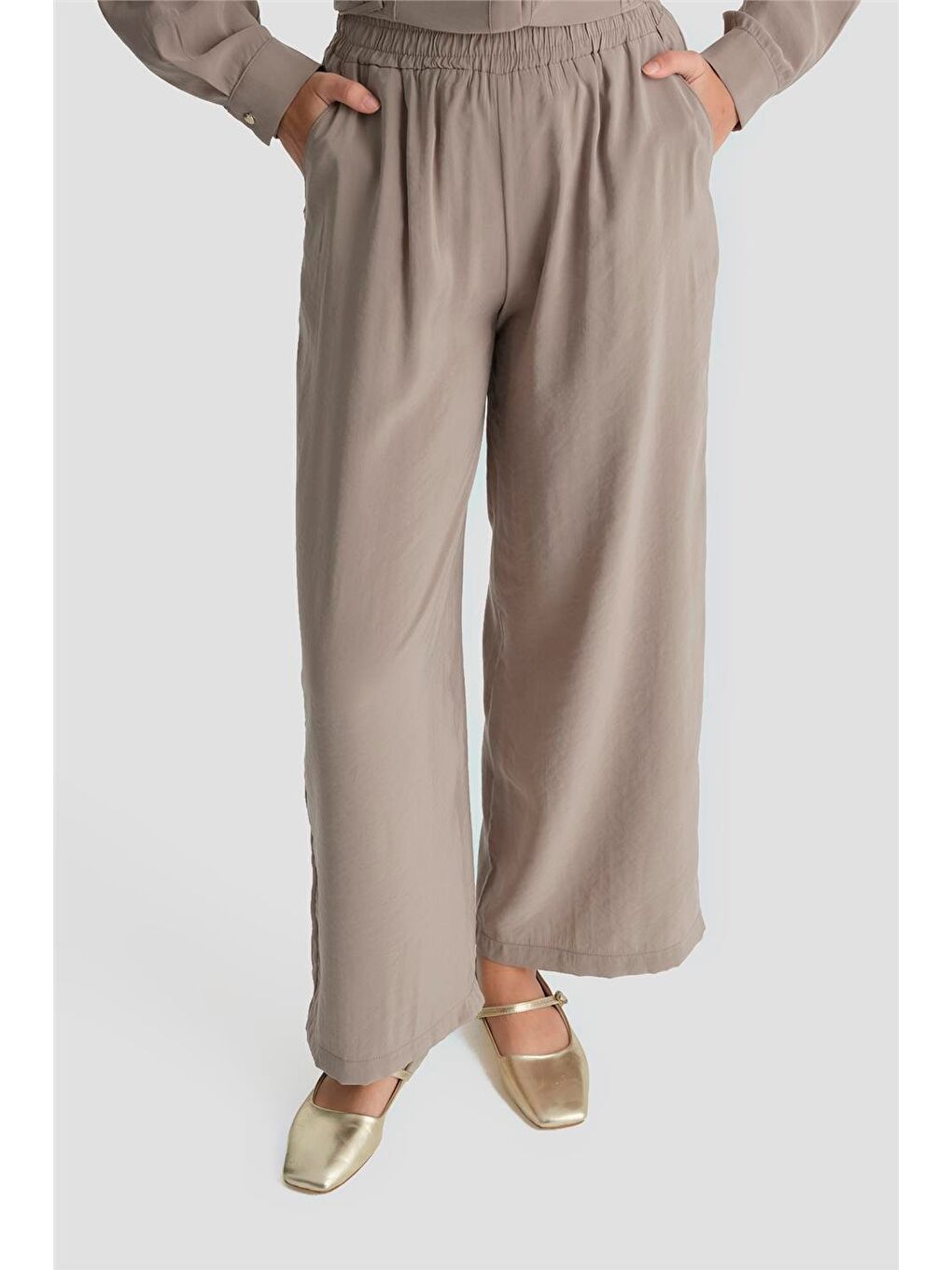 Bej Cepli Pantolon Takım Vizon-4