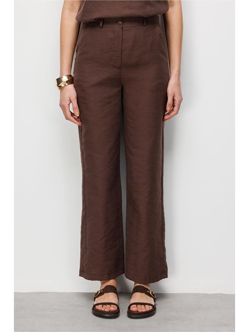 Geniş Paça Kahverengi Basic pantolon