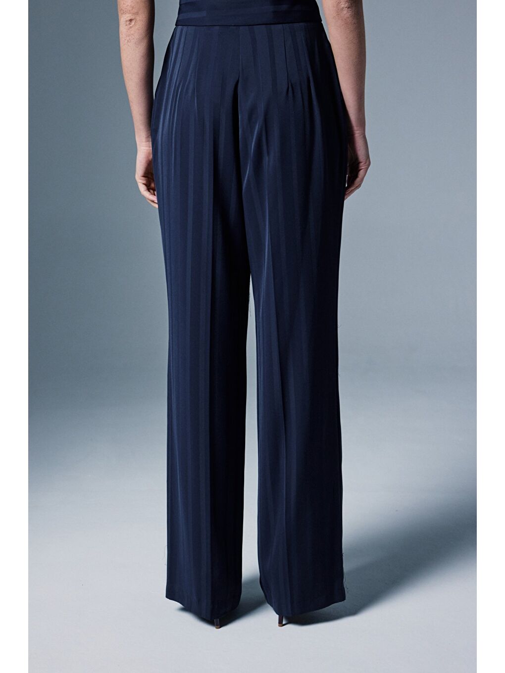 Anna Çizgili Pantolon - Lacivert-7