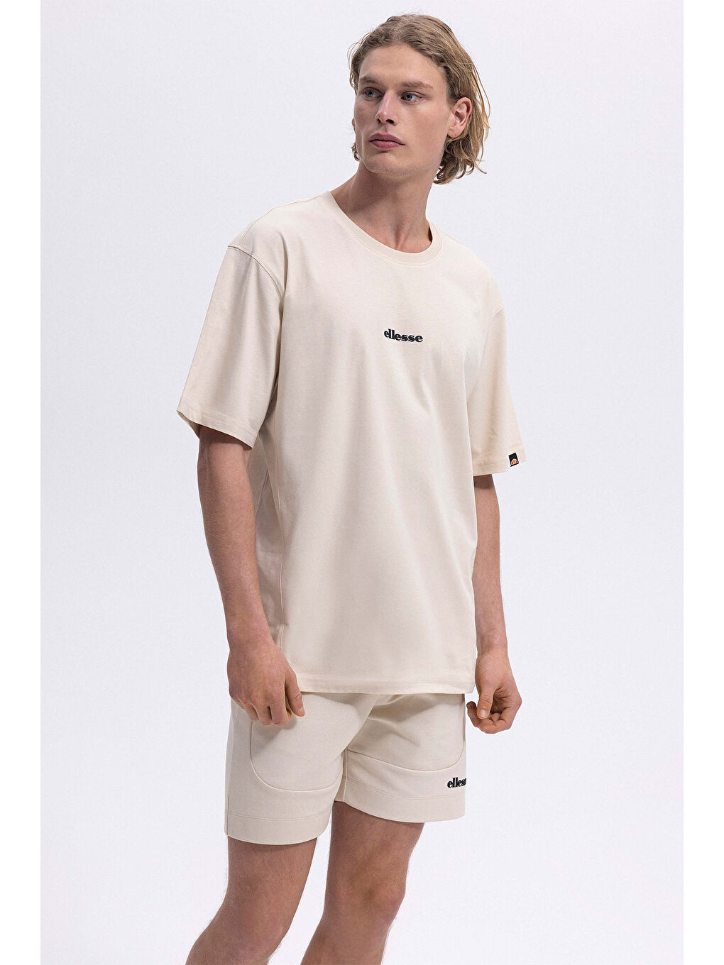 Ekru % 100 Pamuk Regular Fit Bisiklet Yaka Logolu T Shirt EM391-ECR-2