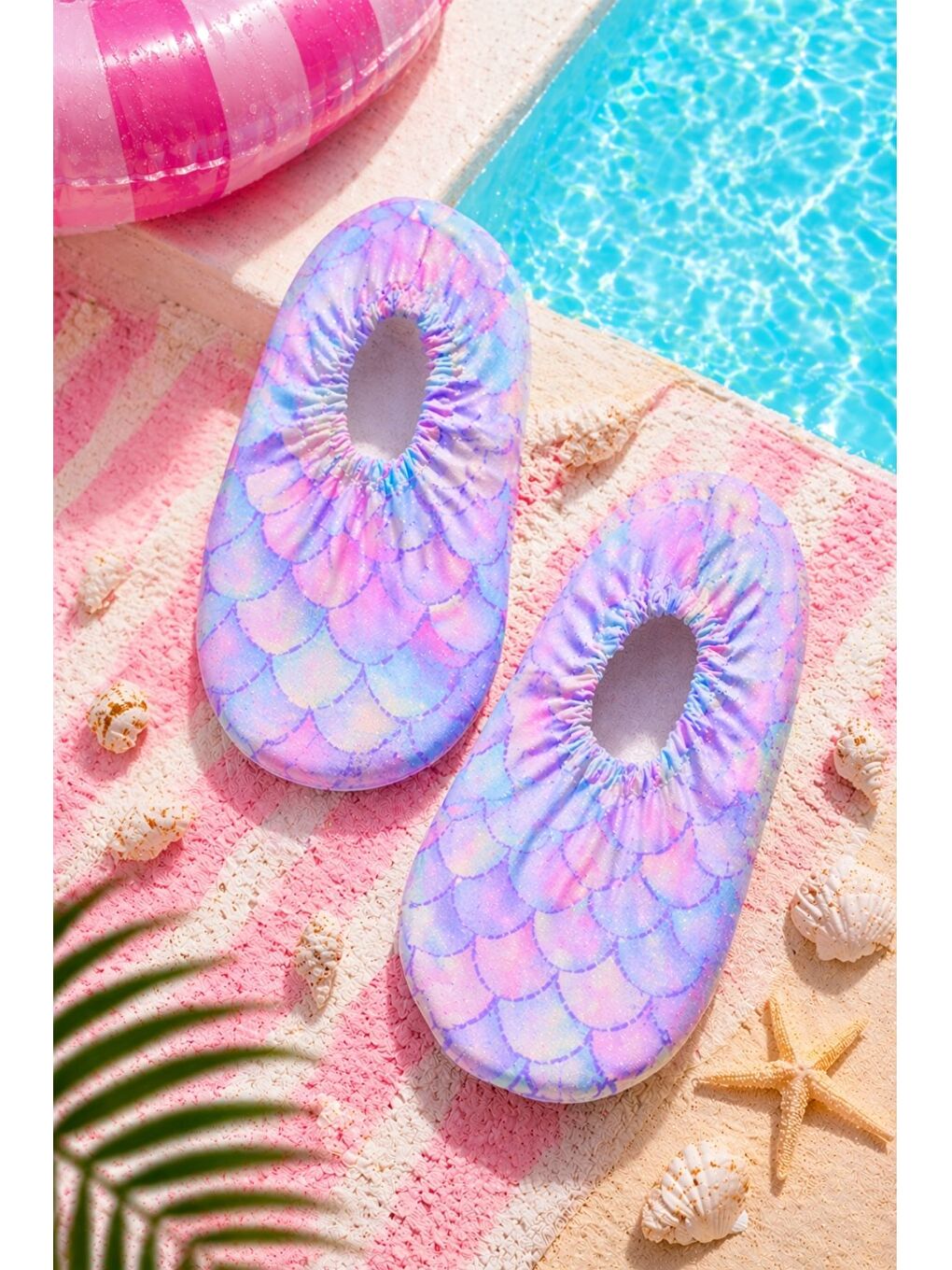 Mavi Balık Pulu Desenli Kaymaz Taban Bebek - Çocuk Deniz Ayakkabısı-2