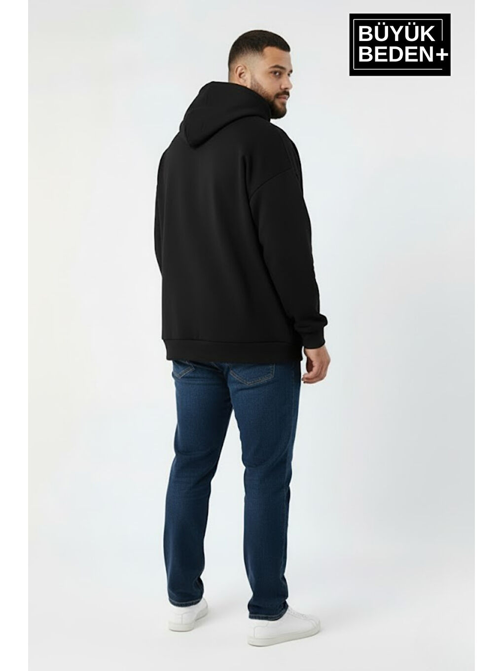 Siyah Erkek Büyük Beden California 1974 Baskılı Kapüşonlu Sweatshirt -Rahat Kalıp SPR26BSW965-1