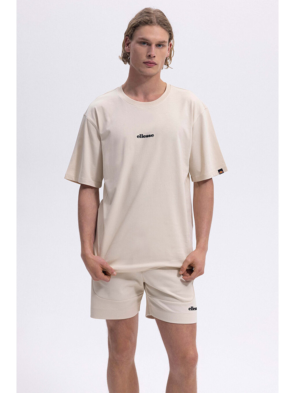 Ekru % 100 Pamuk Regular Fit Bisiklet Yaka Logolu T Shirt EM391-ECR-3