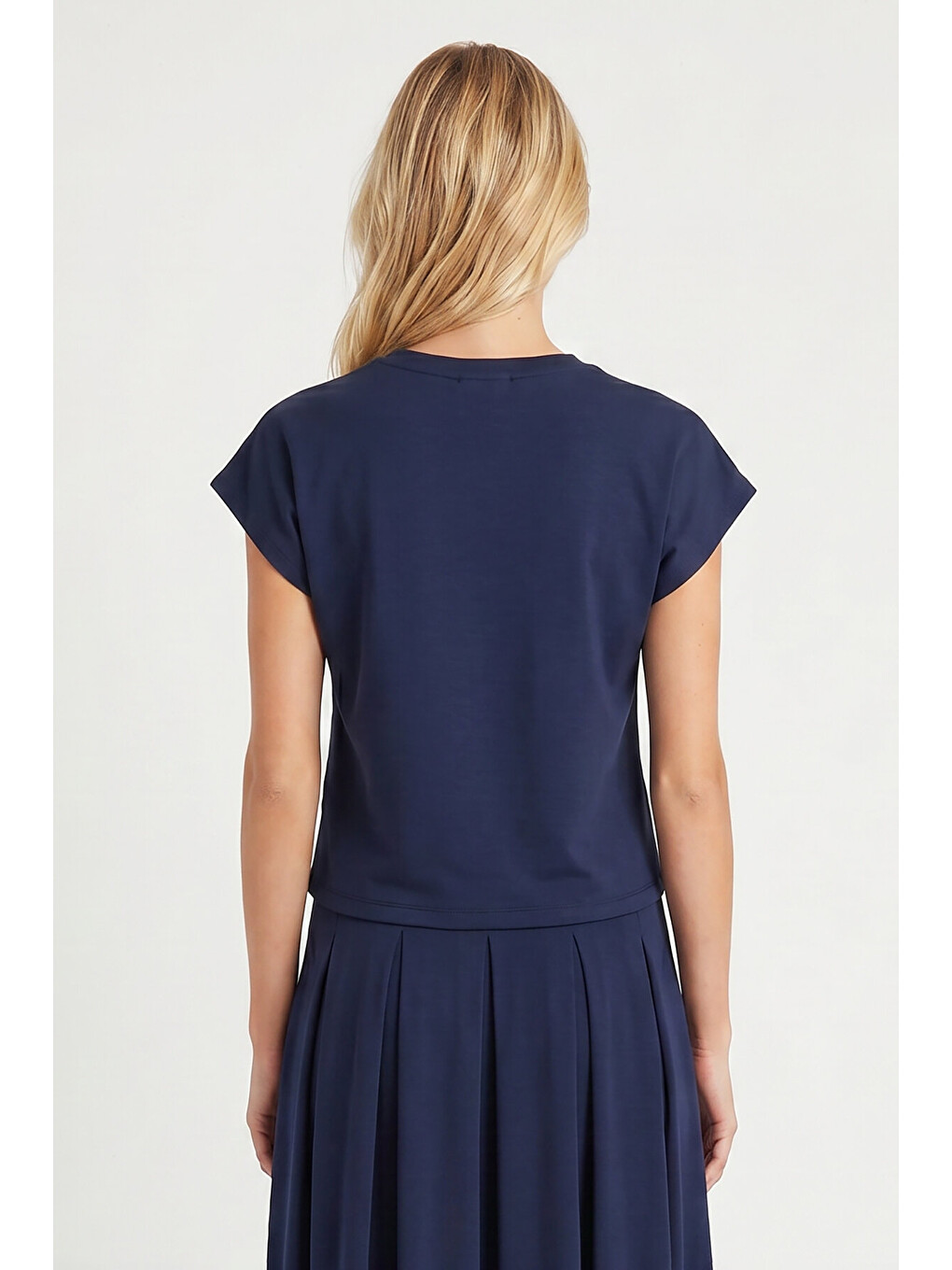 Lacivert Modal Vatkalı T-shirt Etek Takım LACİVERT LNT0041-4