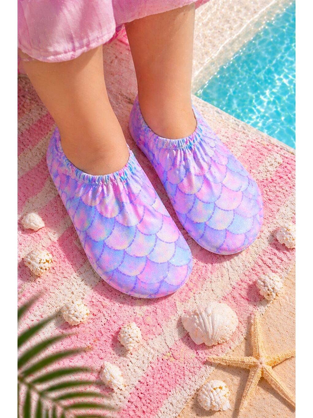 Mavi Balık Pulu Desenli Kaymaz Taban Bebek - Çocuk Deniz Ayakkabısı-3