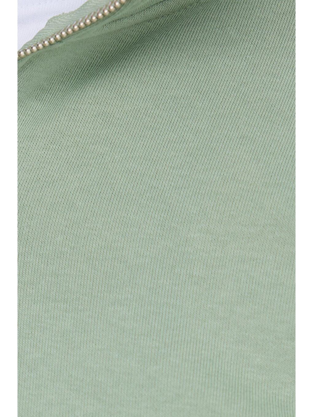 Unisex Relax Fit Rahat Kesim Pamuklu İçi Polarlı Yarım Fermuarlı Yeşil Dik Yaka Sweatshirt-5