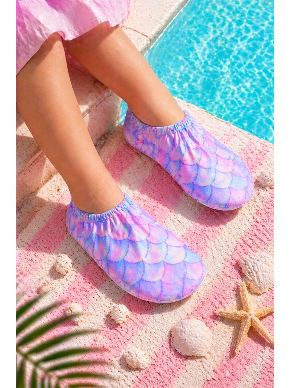 Mavi Balık Pulu Desenli Kaymaz Taban Bebek - Çocuk Deniz Ayakkabısı-4