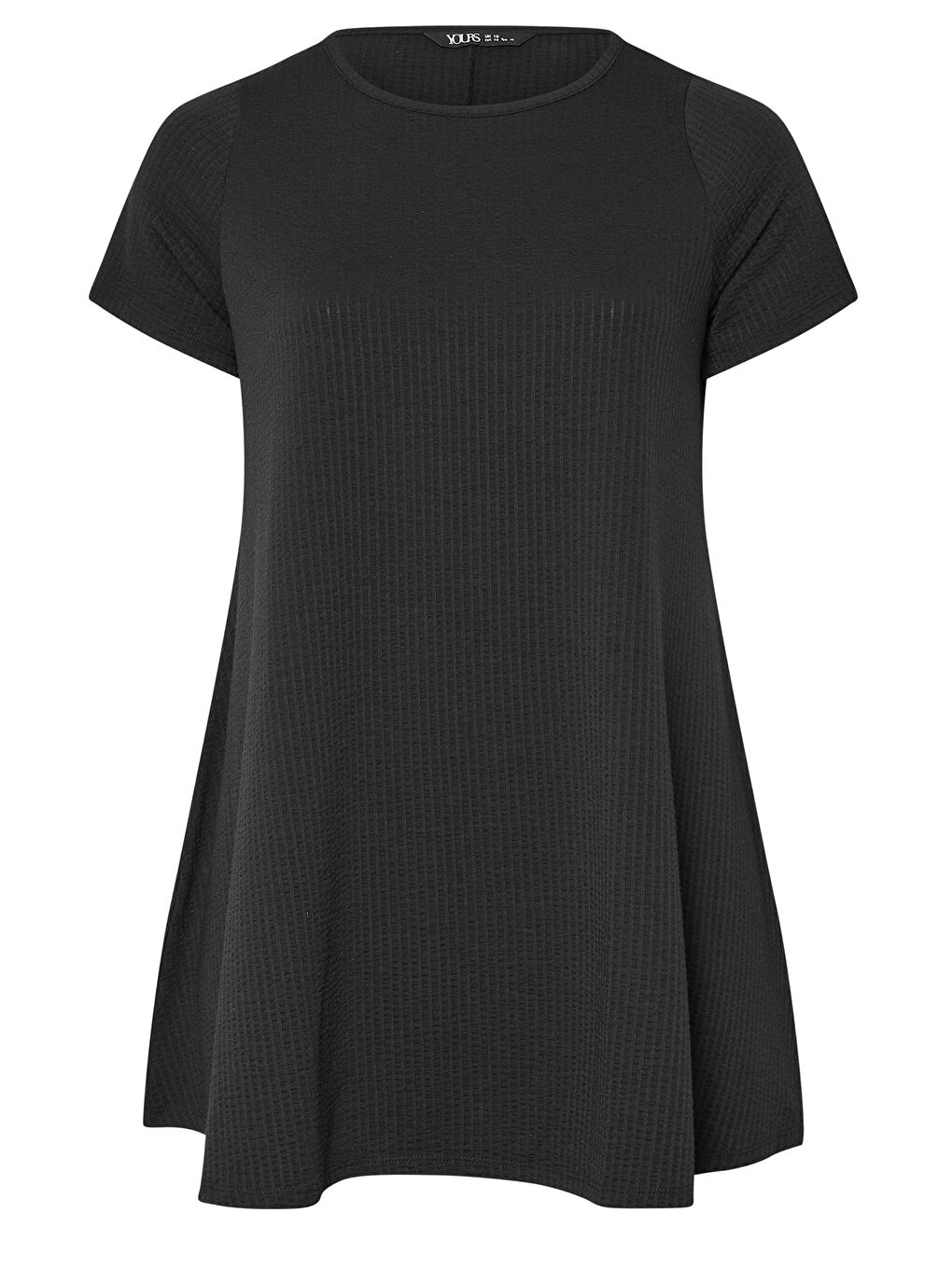 Siyah Büyük Beden Bisiklet Yaka Kısa Kollu Bürümcük Kumaş Uzun T-shirt 304000-6