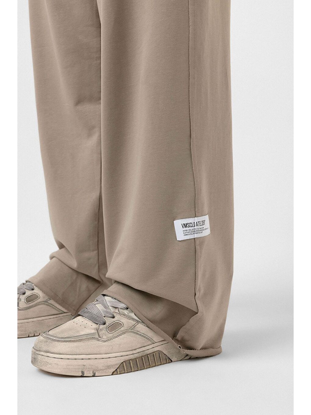 Bej Etiket Detaylı Oversize Eşofman Takım Vizon-6