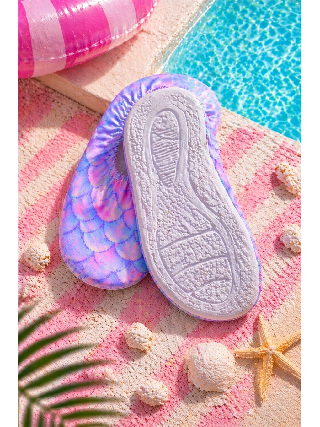 Mavi Balık Pulu Desenli Kaymaz Taban Bebek - Çocuk Deniz Ayakkabısı-5