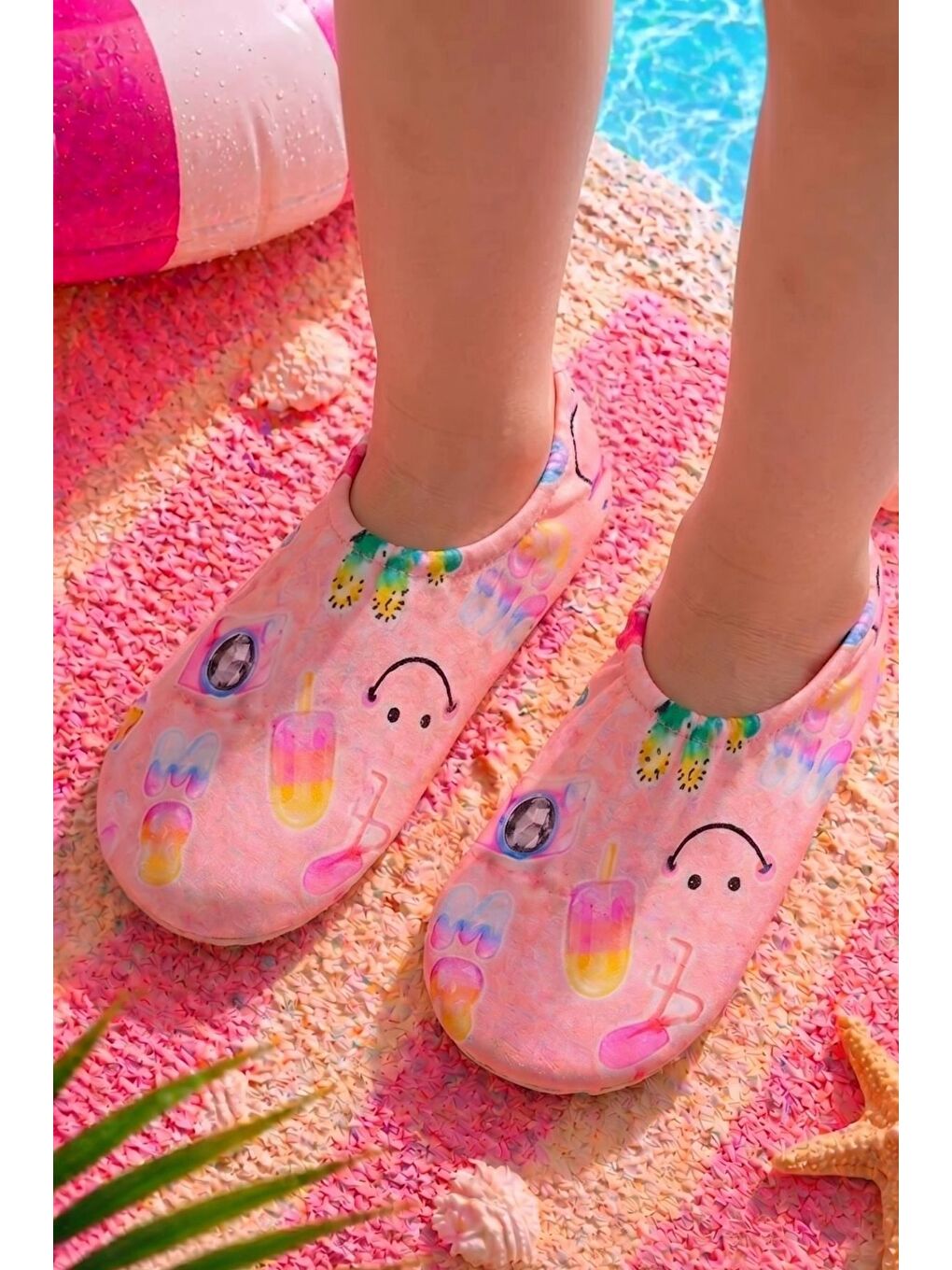 Summer Pembe Renk Kaymaz Taban Bebek - Çocuk Deniz Ayakkabısı-3