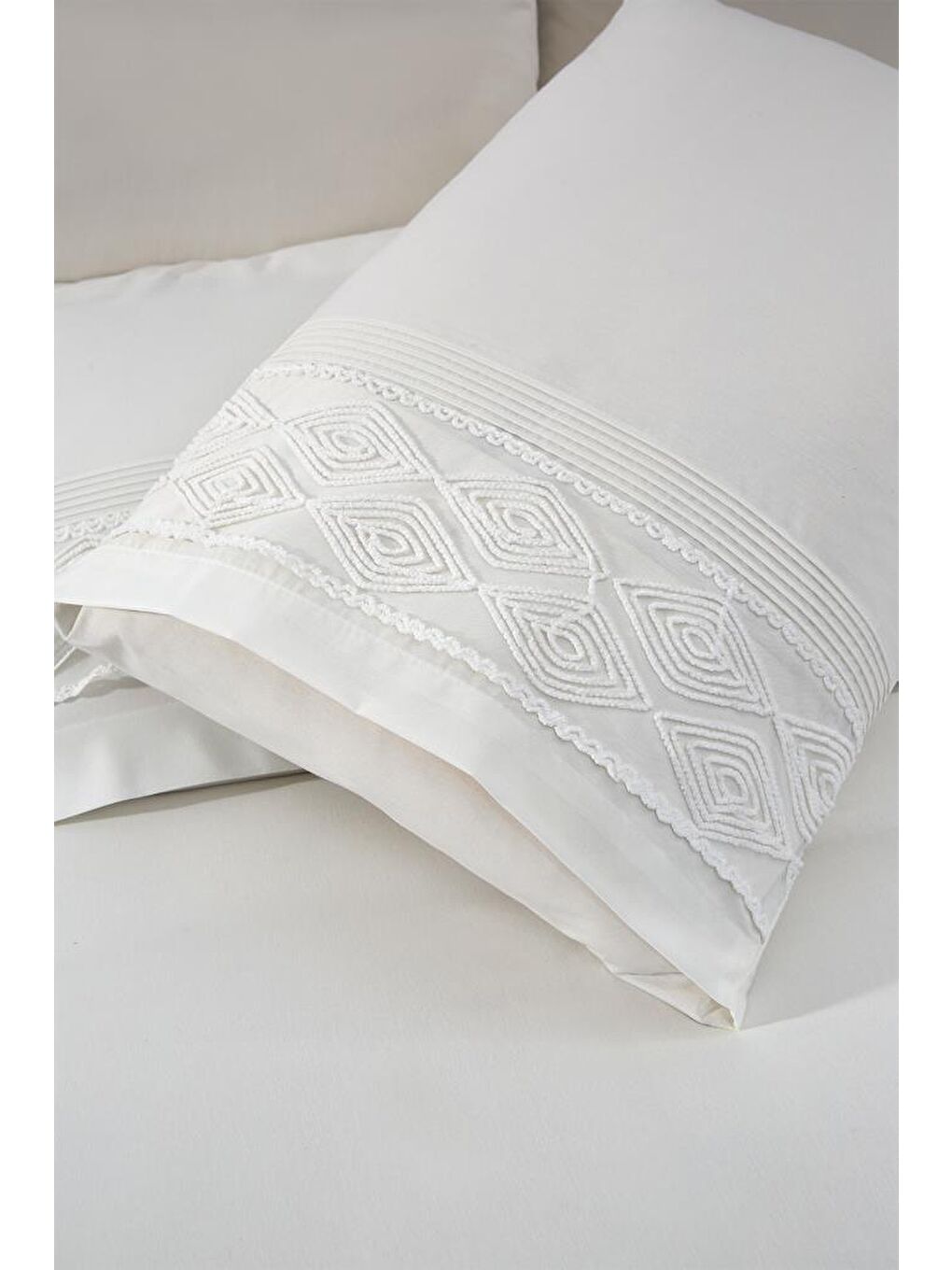 Ekru Verona Fransız Dantelli Çift Kişilik Nevresim Takımı Krem-6