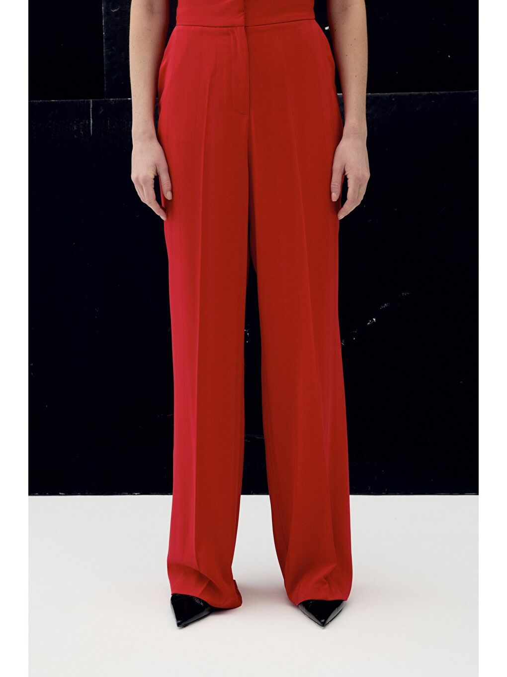 Anna Çizgili Pantolon - Kırmızı-5