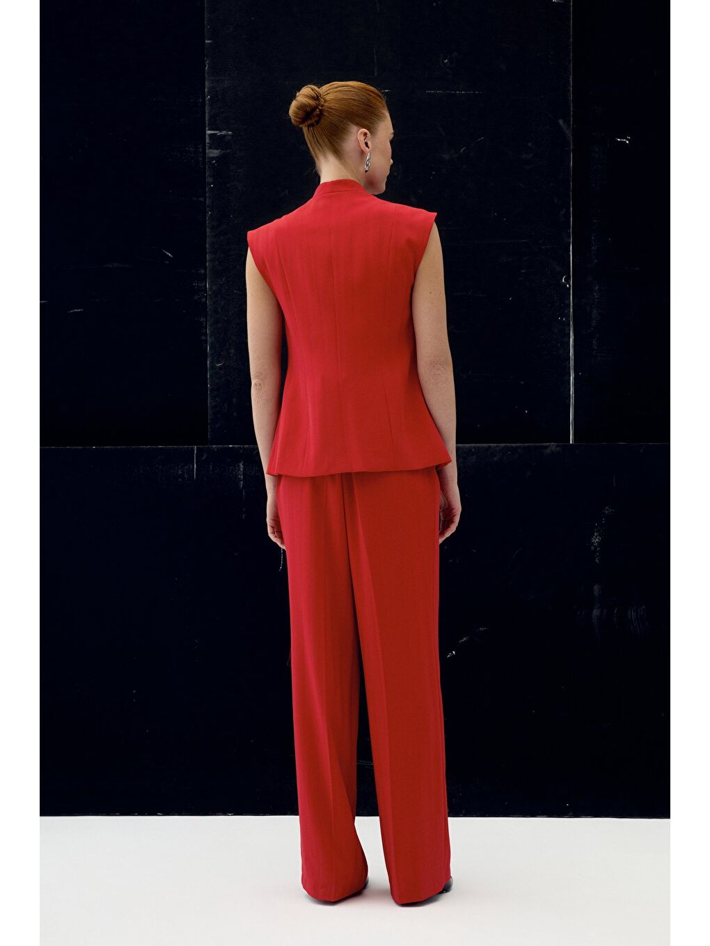 Anna Çizgili Pantolon - Kırmızı-6