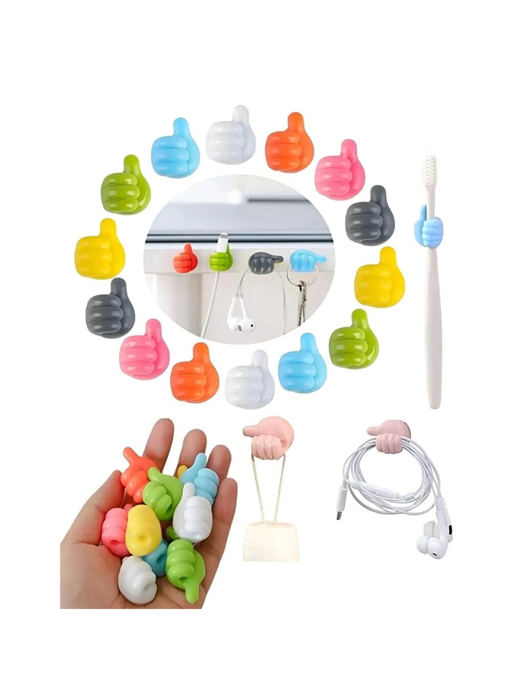 Yapışkanlı Mini Askılık Ve Kablo Tutucu 10 Lu GKH