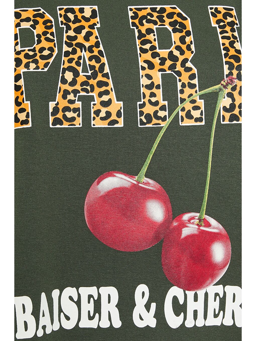 Yeşil Büyük Beden Bisiklet Yaka Kısa Kollu Parlak Baskılı T-shirt 304175-4